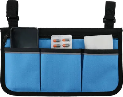 Produktbild von Rollstuhlbeutel mit Taschen Reflektierende Streifen Armlehnen-Seitentasche fuer Elektrorollstuhl-Mobilitaetsroller-Aufbewahrungsbeutel fuer Laufrahmen