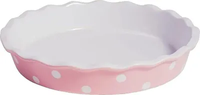 Produktbild von Isabelle Rose - IR5524 - Tarte/Quiche Form - Keramik - rosa mit weißen Punkten