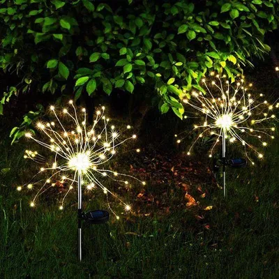 Zdjęcie produktu dla Lampa solarna, zestaw 2 szt., LUMISKY FIREWORKS SPIKE, efekt fajerwerków LED, wys. 97 cm, dekoracyjne oświetlenie zewnętrzne, ciepła biel