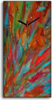Produktbild von Wohnzimmer-Bild Leinwand Uhr Geräuschlos 30x60 Malerei Abstrakte Kunst Bunt - schwarze Hände