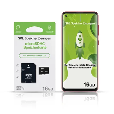 Produktbild von microSD Speicherkarte S&L für Samsung Galaxy A21S - Speicherkapazität: 16 GB