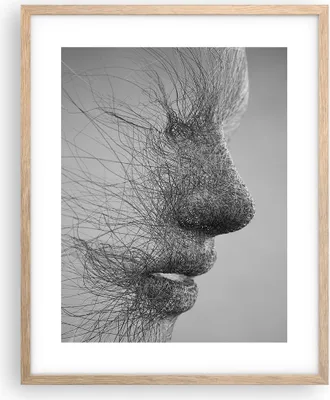 Produktbild von Gerahmtes Poster - Rahmen in heller Eiche - Gesicht Grafiken Fäden - 40x50 cm - Wand Bild - Wanddeko - Wandbilder - Wandposter - Bilderrahmen - Bilder - Kunstdruck - Wandbild - P2NPA40x50-4324