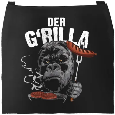 Produktbild von Premium Grill-Schürze für Männer Der G'rilla Gorilla Motiv lustig Bedruckt Moonworks® schwarz Herren