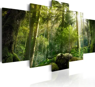 Produktbild von Leinwandbilder Natur 200x100 cm Vlies Leinwandbild 5 tlg Kunstdruck modern Wandbilder XXL Wanddekoration Design Wand Bild - Baum violette Landschaft Panorama c-A-0092-b-m