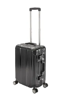 Produktbild von Travelhouse - London - Handgepäck Koffer 55 cm – Polycarbonat Trolley + Aluminium Rahmen + ohne Reißverschluss, TSA Schloss, 4 Rollen, Schwarz