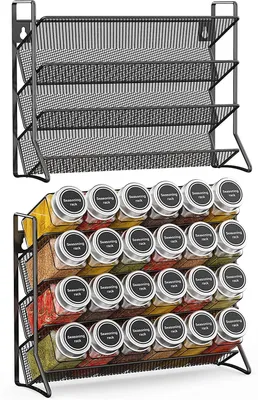 Image de Étagère à épices à 3 niveaux - Organisateur de cuisine idéal pour les épices - Noir
