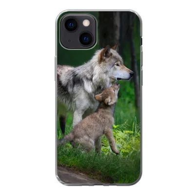 Produktbild von MuchoWow® Handyhülle Schutzhülle Hülle für iPhone 13 mini Wolf - Baby - Wald Silikon Softcase Handy Hülle - Softcase