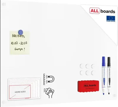 Produktbild von Magnetplatte rahmenloses SLIMboard - Magnetisches trocken abwischbares Whiteboard 60x40 cm + GRATIS Zubehör
