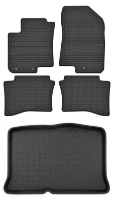 Productafbeelding van Rubberen automatten + kofferbakmat voor Hyundai i20 II 2014-2020 (hatchback) – 5-delig, zwart, op maat – Wielganizator
