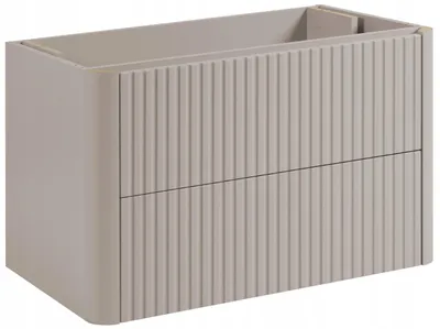Obrázek produktu pro Rodan Koupelnová skříňka pod umyvadlo 80cm - Závěsná - Drážkovaná Béžová - Push-to-Open - bez desky - LINEA
