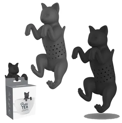 2er-Pack Teesieb aus Silikon, Katzenform, wiederverwendbar, für losen Tee