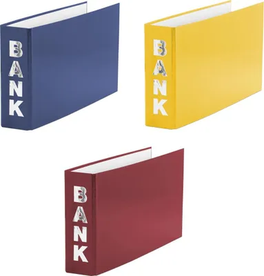 Produktbild von 3 Bankordner / 140x250mm / für Kontoauszüge / Farbe: je 1x rot, blau, gelb