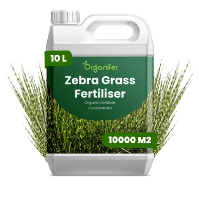 Obrázok produktu pre Tekuté hnojivo pre zebratrávu, 10 litrov, vzorec NPK 2-1-8 – Vhodné pre zebratrávu – Zaisťuje optimálny rast, odolnosť a silu rastlín – Organifer