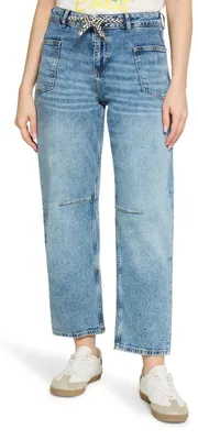Produktbild von Cartoon Damen Used Look-Jeans mit Bindegürtel 42, Blau