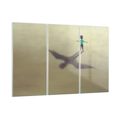 Produktbild von Bilder auf glas - 3 Teile - Kind Symbol Vogel - 165x110cm - Glasbilder - Wandbilder - Bilder - zum Aufhängen bereit - Wanddekoration aus Glas - Glas Bilder - Wandbild auf Glas - GCE165x110-4765
