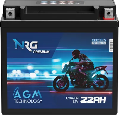 Produktbild von NRG AGM Motorradbatterie YTX20L-BS 22Ah 12V