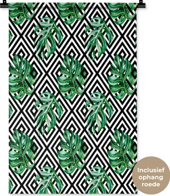 Produktbild von MuchoWow® Wandteppich Wandbehang Monstera - Abstrakt - Muster 60x90 cm Tapisserie Dekoration Wandtuch - Foto-Teppich - Abwaschbar