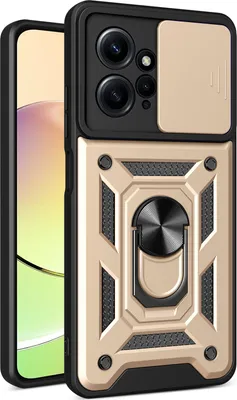 Produktbild von Hülle für Xiaomi Redmi Note 12 4G mit Ring Ständer Halter Dia Kameraschutz TPU PC Hybrid Handyhülle Gold