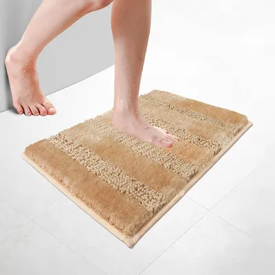 Produktbild von VOUNOT® Chenille Badematte Rutschfeste, Mikrofaser Badezimmerteppich 40x60cm Beige