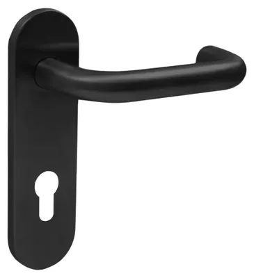 Produktbild von DOMINO Türgriff-Garnitur UNO PZ-Profilzylinder 72 mm Langschild Schwarz