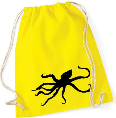 Produktbild von Huuraa Turnbeutel Oktopus Silhouette 12 Liter Yellow Baumwolle Rucksack Geschenkidee