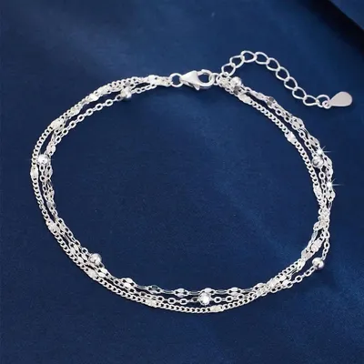 Produktbild von Mehrreihiges Armband Damen silberfarben – eleganter Modeschmuck verstellbar, J0728