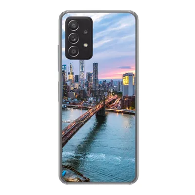 Produktbild von MuchoWow® Handyhülle Schutzhülle Hülle für Samsung Galaxy A33 5G New Yorker Skyline an der Brooklyn Bridge Silikon Softcase Handy Hülle - Kartenhalter