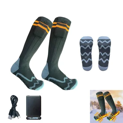 Produktbild von Beheizbare Socken, Elektrische Wärmesocken für Outdoor & Skifahren, Schwarz, 5000 mAh Powerbanks, 4 Heizstufen,TYPE-C Ladeanschluss
