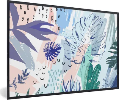 Produktbild von MuchoWow® Gerahmtes Poster Sommer - Blatt - Grün 90x60 cm - Poster mit Schwarzem Bilderrahmen Wandposter Rahmen Foto Bilder - Fotorahmen - Foto-Plakat