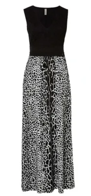Produktbild von Bonprix Spitzen-Maxi-Cocktailkleid schwarz-weiß Größe 36/38