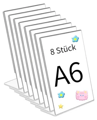 Productafbeelding van Solidchoice - Set van 8 Transparante Acryl Bordhouders A6