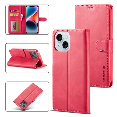 Obrázek produktu pro Pouzdro pro iPhone 14 Plus kožené flipové pouzdro s magnetickým uzávěrem a stojánkem, ochranné pouzdro Teplá růžová