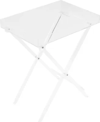 Zdjęcie produktu dla Stolik akrylowy – składany stolik z tacą/stolik pomocniczy – lekki i przenośny – nośność 7 kg – wysokość 60 cm – taca 48×35×5 cm – przezroczysty