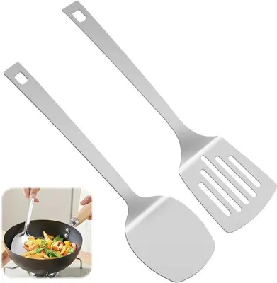 Imagen del producto de Juego de 2 espátulas de cocina resistentes a la corrosión - 26 cm - Aptas para lavavajillas - Ideales para superficies antiadherentes