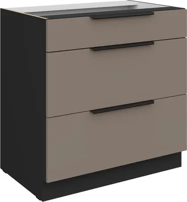 Produktbild von Unterschrank LUNARA – Breite 80 cm, Dunkelbeige/Schwarz