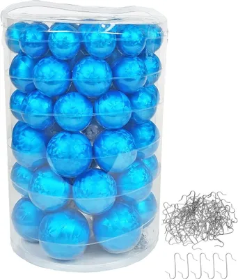 Produktbild von JACK by Inge Glas 60x Glas Christbaumkugeln 4 5 6 7 cm Weihnachtskugeln Eislack Blau + Haken