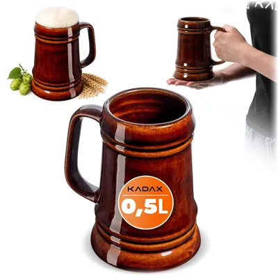 Obrázek produktu pro Keramický džbán na pivo KADAX, keramický džbán na pivo, džbán na pivo s praktickým uchem, který lze mýt v myčce nádobí