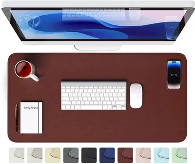 Productafbeelding van GOMIN Bureauonderlegger, 80 x 40 cm, Kunstlederen muismat, waterdicht en antislip, groot laptop-tafelonderlegger, gemakkelijk te reinigen, muismat XXL