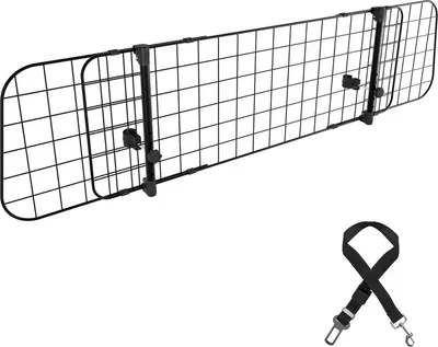 Immagine prodotto di TolleTour recinto per cani auto Prendere 3 filo spinato, regolabile da 90-145 cm divisorio universale Per cani nero
