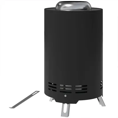 Produktbild von Feuerschale mit Schürhaken Edelstahl Feuerstelle Rauchfreie Feuerkorb für Garten, Balkon Terrasse, Outdoor BBQ Camping Ø16x25cm Schwarz