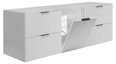 Zdjęcie produktu dla Szafka pod umywalkę wisząca z koszem na pranie, biała, 160 x 46 x 57 cm, productTiles.product.images.aiGenerated