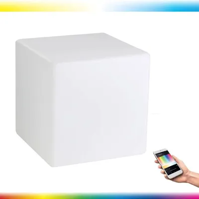 Zdjęcie produktu dla Lampa podłogowa Crosslink biała L:30cm W:30cm H:30cm E27 1X9W z kablem+wtyczka ściemnialna IP65 z funkcją Connect