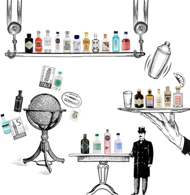 Produktbild von Mixcompany Gin Adventskalender Probierset mit 24 verschiedenen Miniaturen aus aller Welt