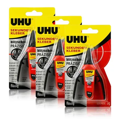 Produktbild von 3x UHU Sekundenkleber blitzschnell Präzision flüssig 3g