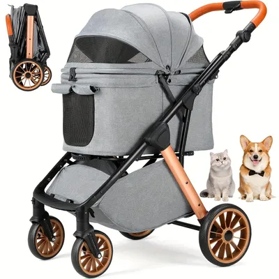 Immagine prodotto di Carrozzina per cani - Trasportino per animali domestici - Passeggino per cani - Carrello per cani - Pieghevole - Maniglione regolabile