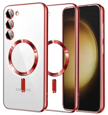 Produktbild von Techsuit Luxury Crystal Back Cover Hülle mit MagSafe für Samsung Galaxy S23 Plus - Rot