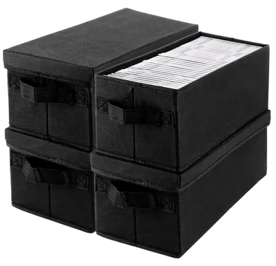Image de Omgoods - Boîtes de rangement pour CD/DVD - Lot de 4 - 36 x 16 x 14 cm
