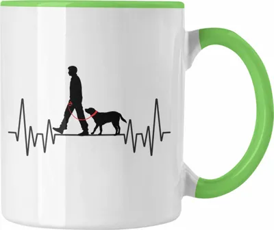 Produktbild von Trendation - Hunde Herzschlag Tasse Geschenk für Hunde-Mama Besitzer Herrchen Hobby Geschenkidee (Grün)