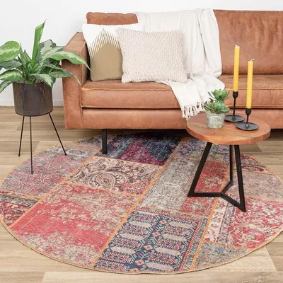 Produktbild von Volero - Teppich Patchwork Rund - Moods Rot No.16 - Ø 160 cm - Wohnzimmer, Esszimmer, Schlafzimmer - Klassik, Orientalisch