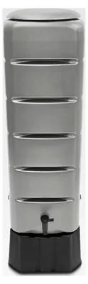 Produktbild von Regentonne [Tower] 120L mit Standfuß, Deckel und Wasserhahn - Frostsicheres Kunststoff-Regenfass - Regenwassertank für den Garten